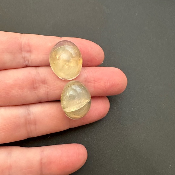 Vintage 1950’s Cuff Links Set Pair Moonstone Agate Classic Accessory Oval Shape - Picture 5 of 7